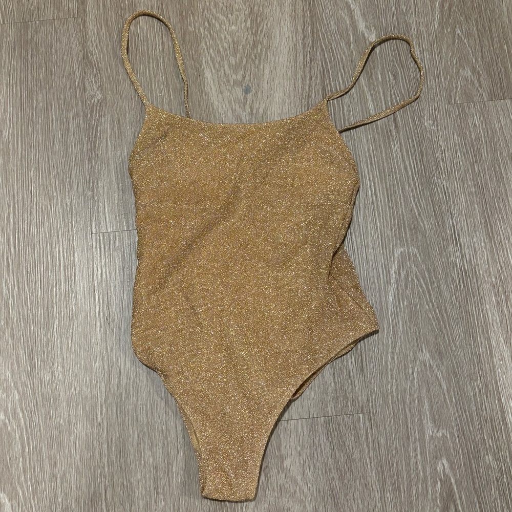 H&M XXS Bodysuit Gold Metallic